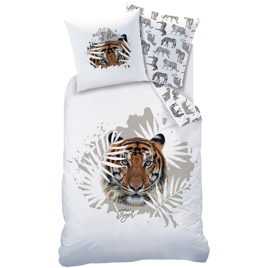 MTOnlinehandel Bettwäsche Kinder-Bettwäsche, Teenager 80x80 + 135x200 Tiger
