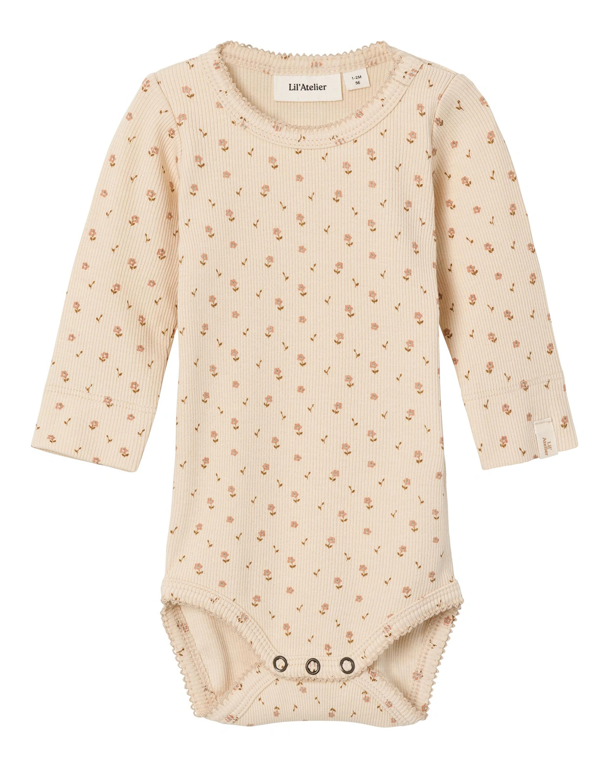 Langarmbody NBFGAGO LIL FLOWERS in fog grey