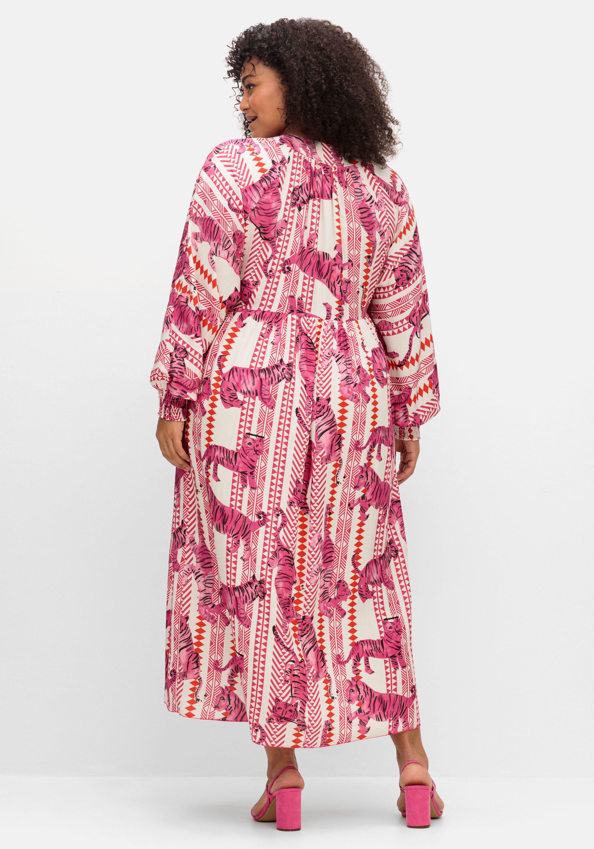 Maxikleid mit Alloverdruck, in Satin-Qualität