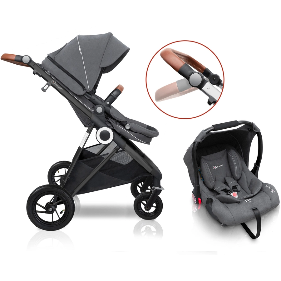 babyGO Kombikinderwagen Halime 3 in 1 Air Black Grey