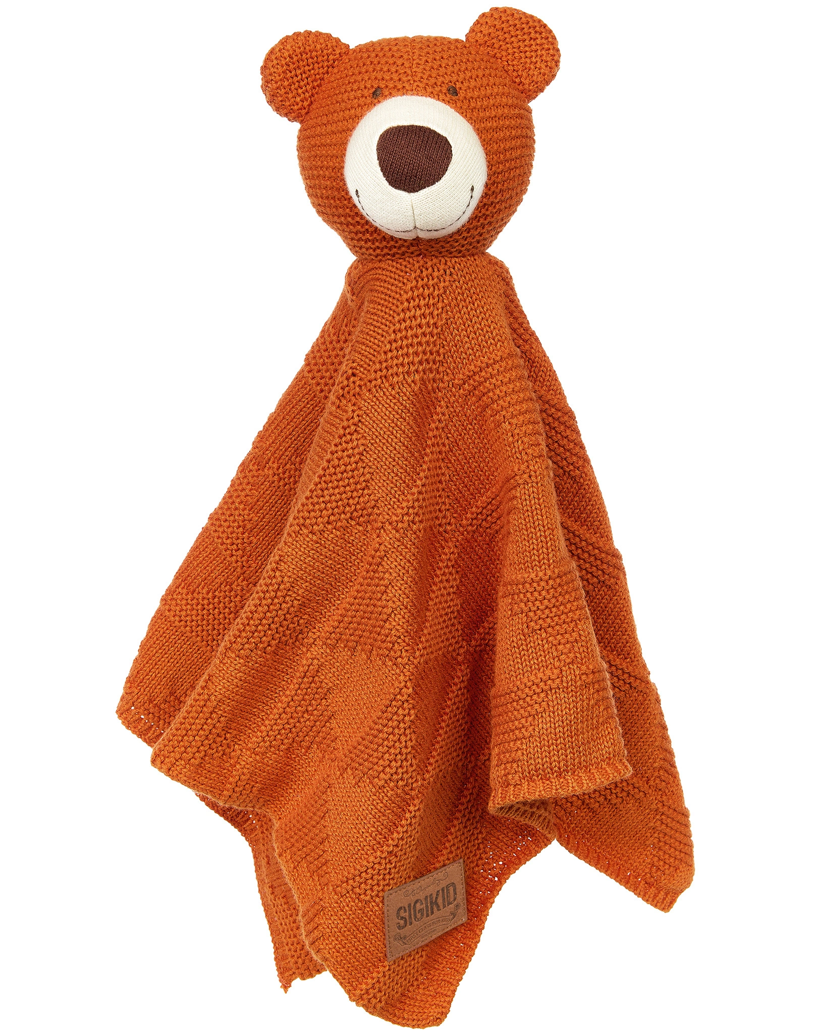 Strick-Schnuffeltuch BÄR in orange