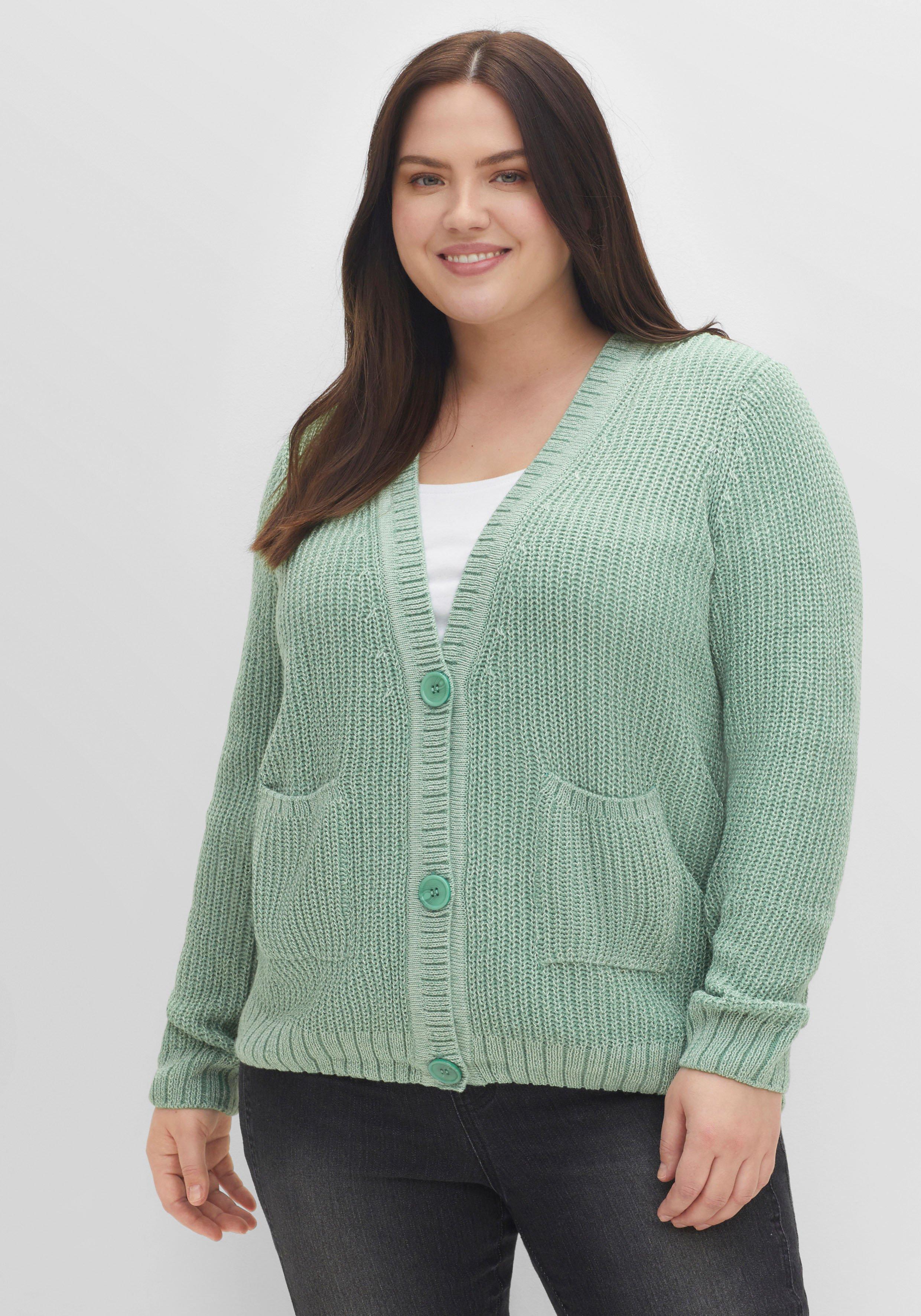 Strickjacke mit V-Ausschnitt und Taschen vorn