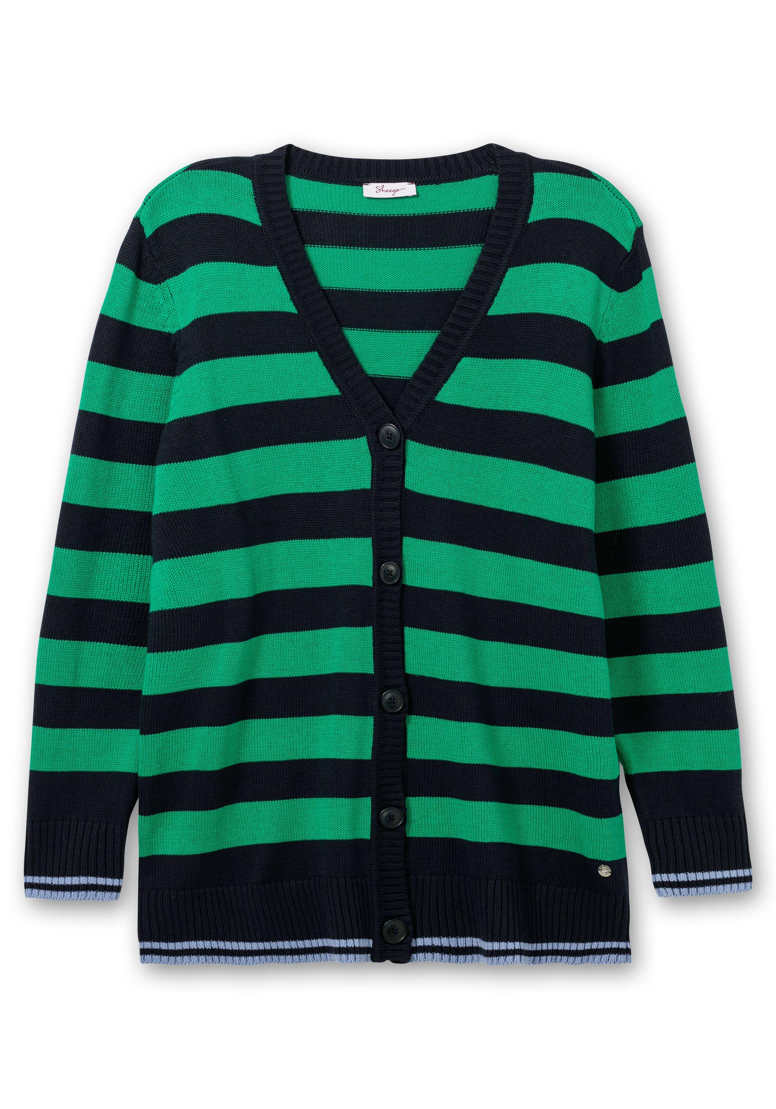 Strickjacke im Streifenmuster, mit V-Ausschnitt