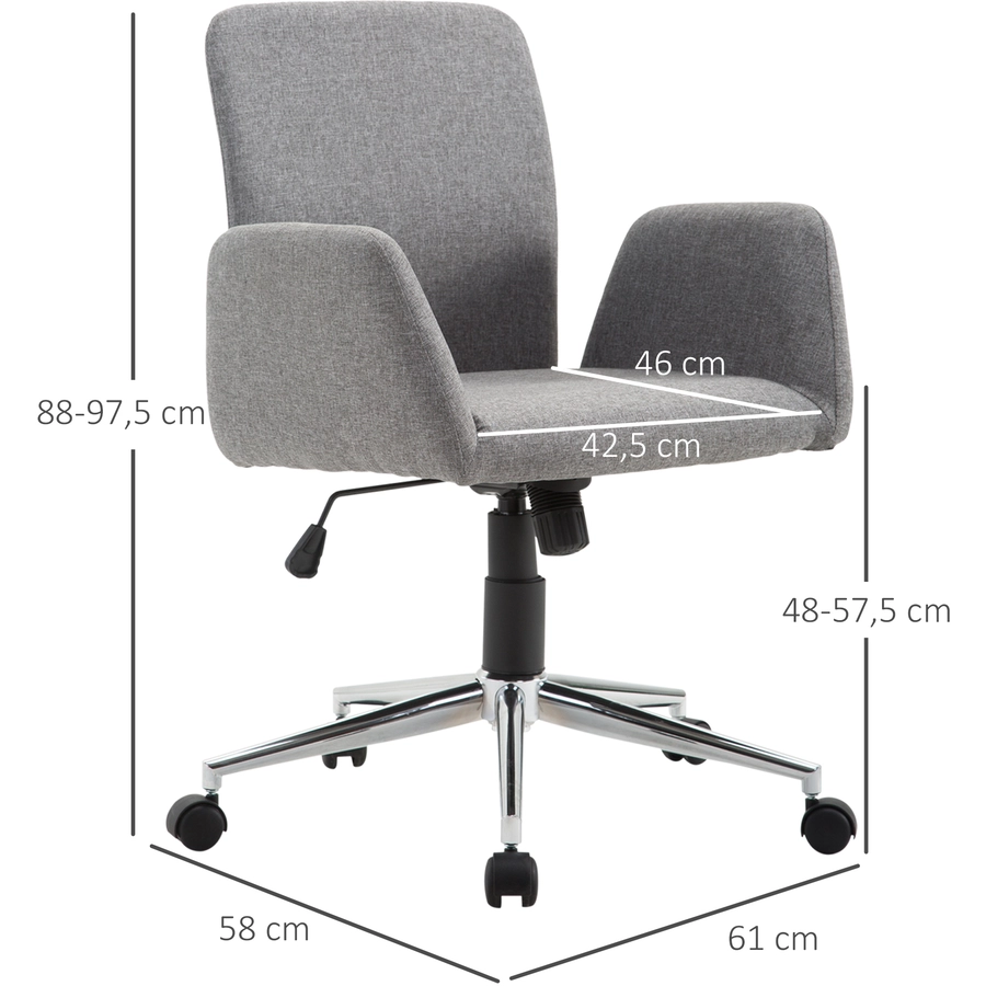 HOMCOM Drehstuhl mit Wippmechanik an der Rückenlehne grau