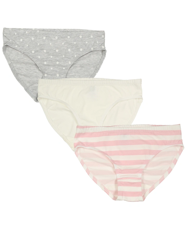 Slip RIO STRIPES & DOTS 3er Pack in hellgrau melange/weiß