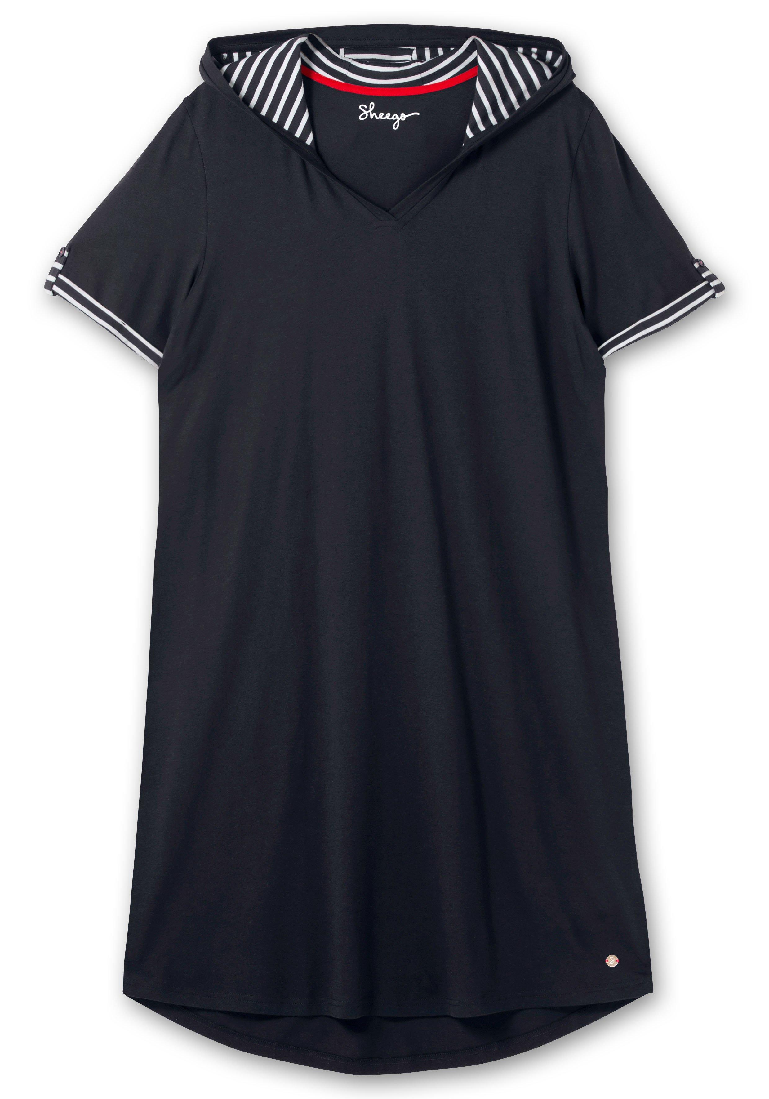 Kapuzenkleid mit Kontrastdetails und längerem Rücken