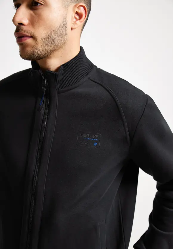 Sweatjacke mit Troyerkragen - Black
