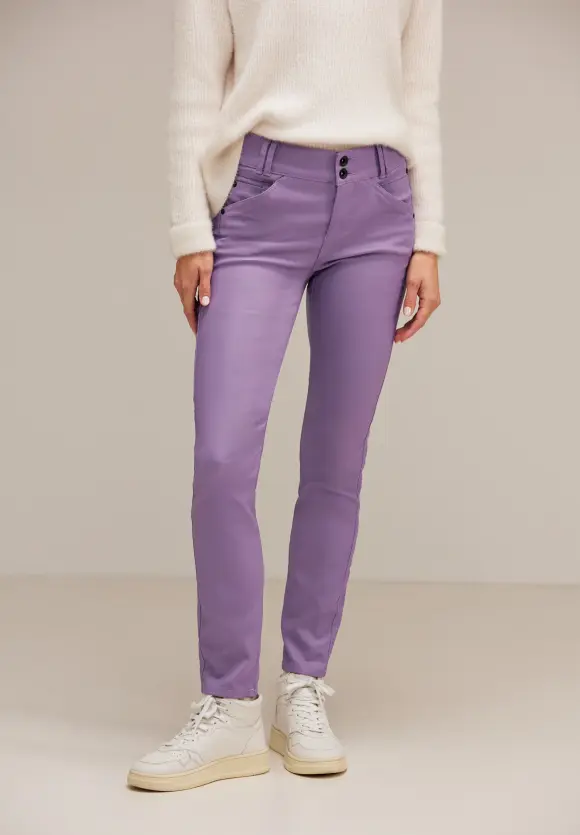 Slim Fit Hose mit Coating - dusty lupine lilac
