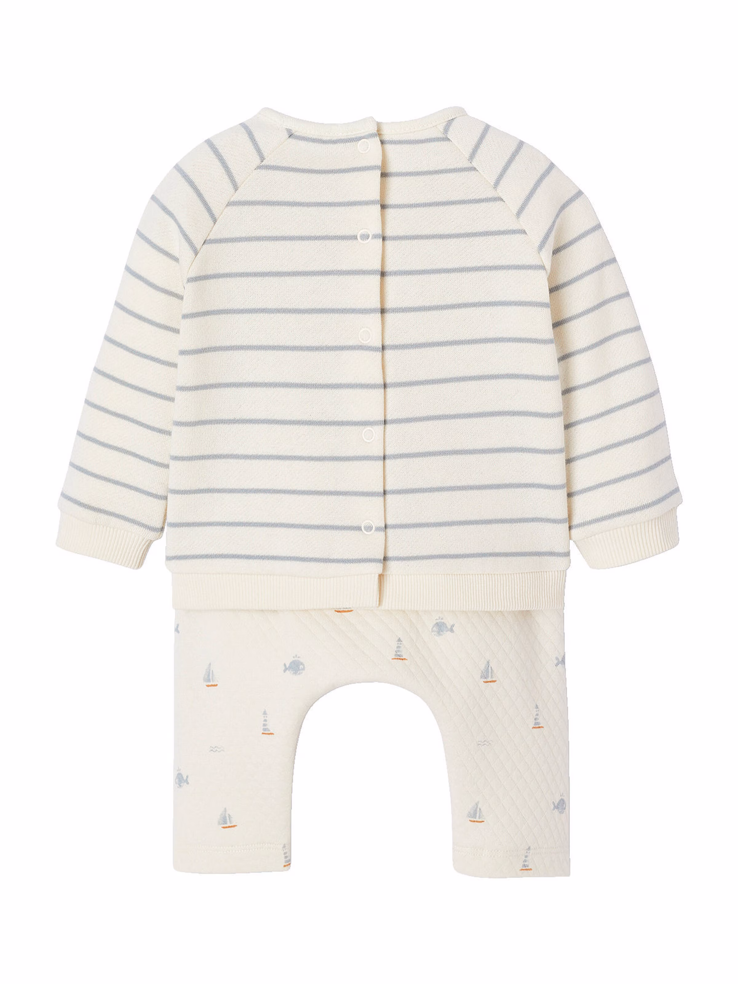 Vertbaudet Baby-Set: Sweatshirt & Hose hellbeige gestreift