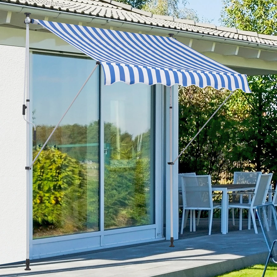 Outsunny Klemmmarkise mit Handkurbel blau