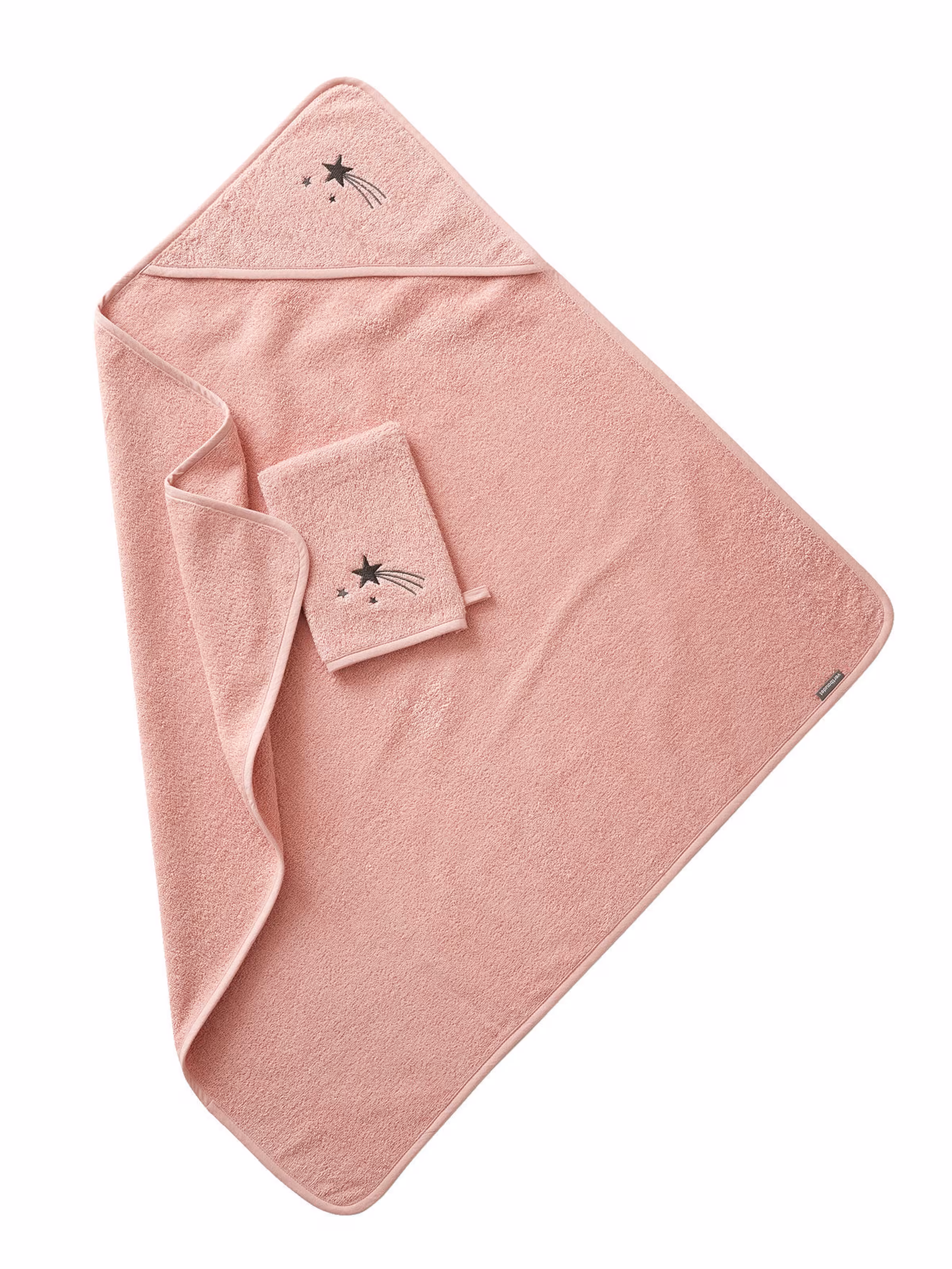 Vertbaudet Baby Kapuzenbadetuch & Waschhandschuh zartrosa