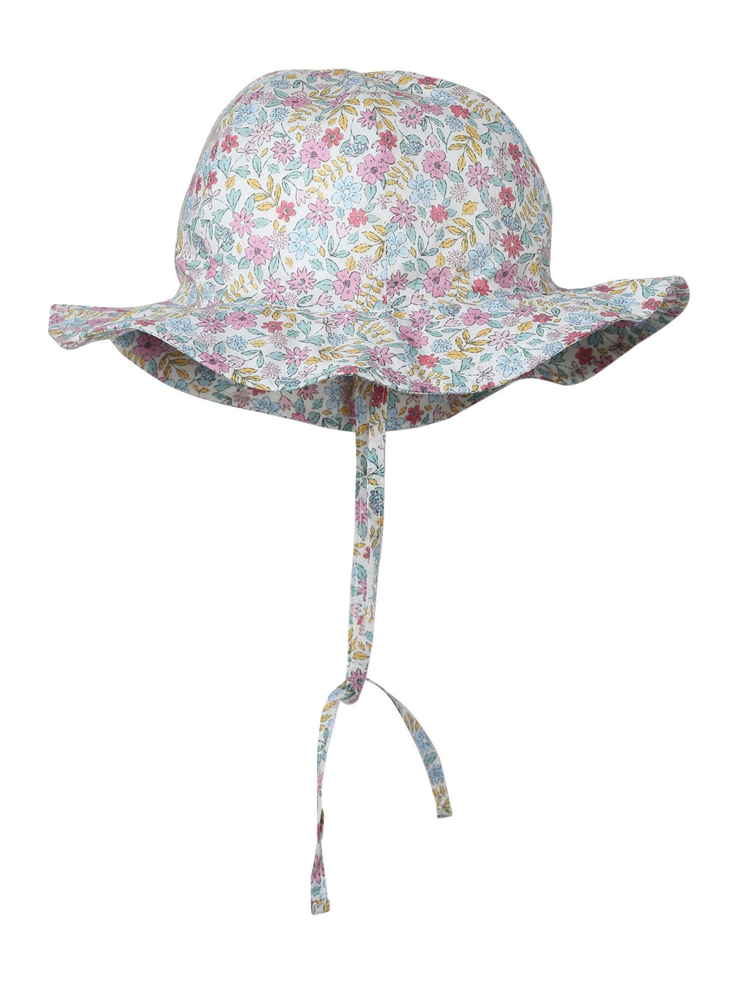 Vertbaudet Mädchen Baby Sonnenhut mit Blumenmuster wollweiß