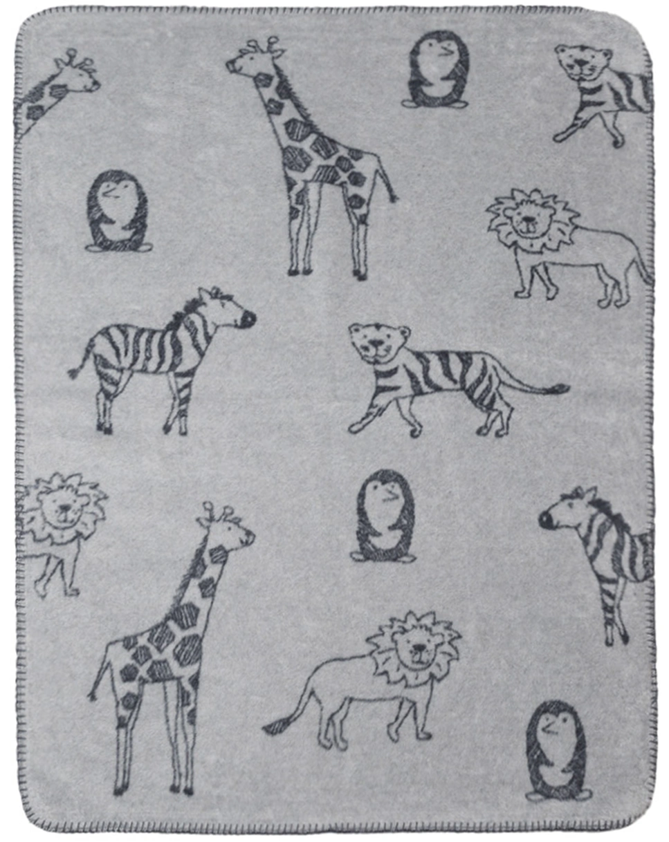 Babydecke PANDA - DSCHUNGELTIERE (75x100) in grau