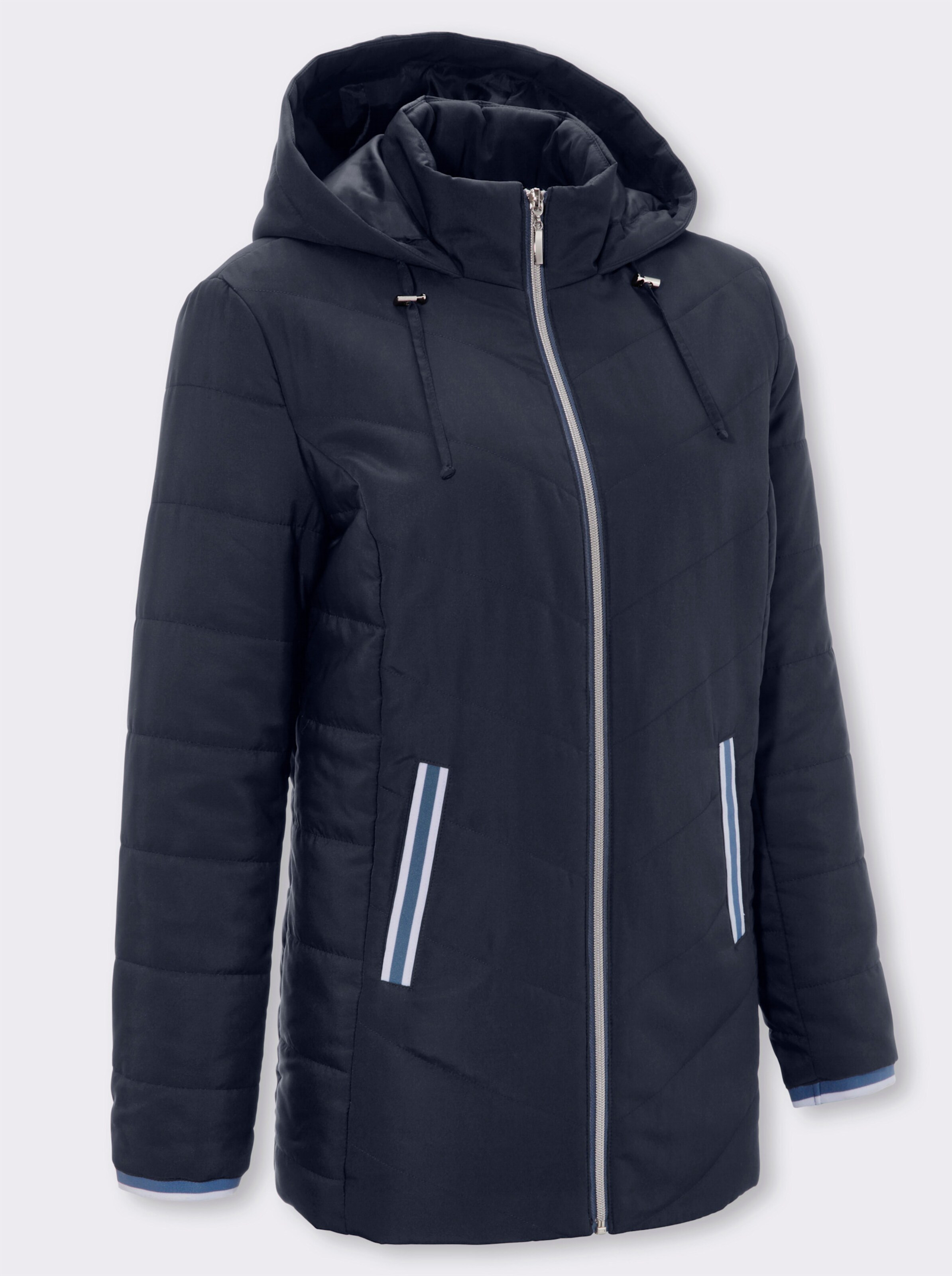 Steppjacke mit weitenregulierbarer Kapuze
