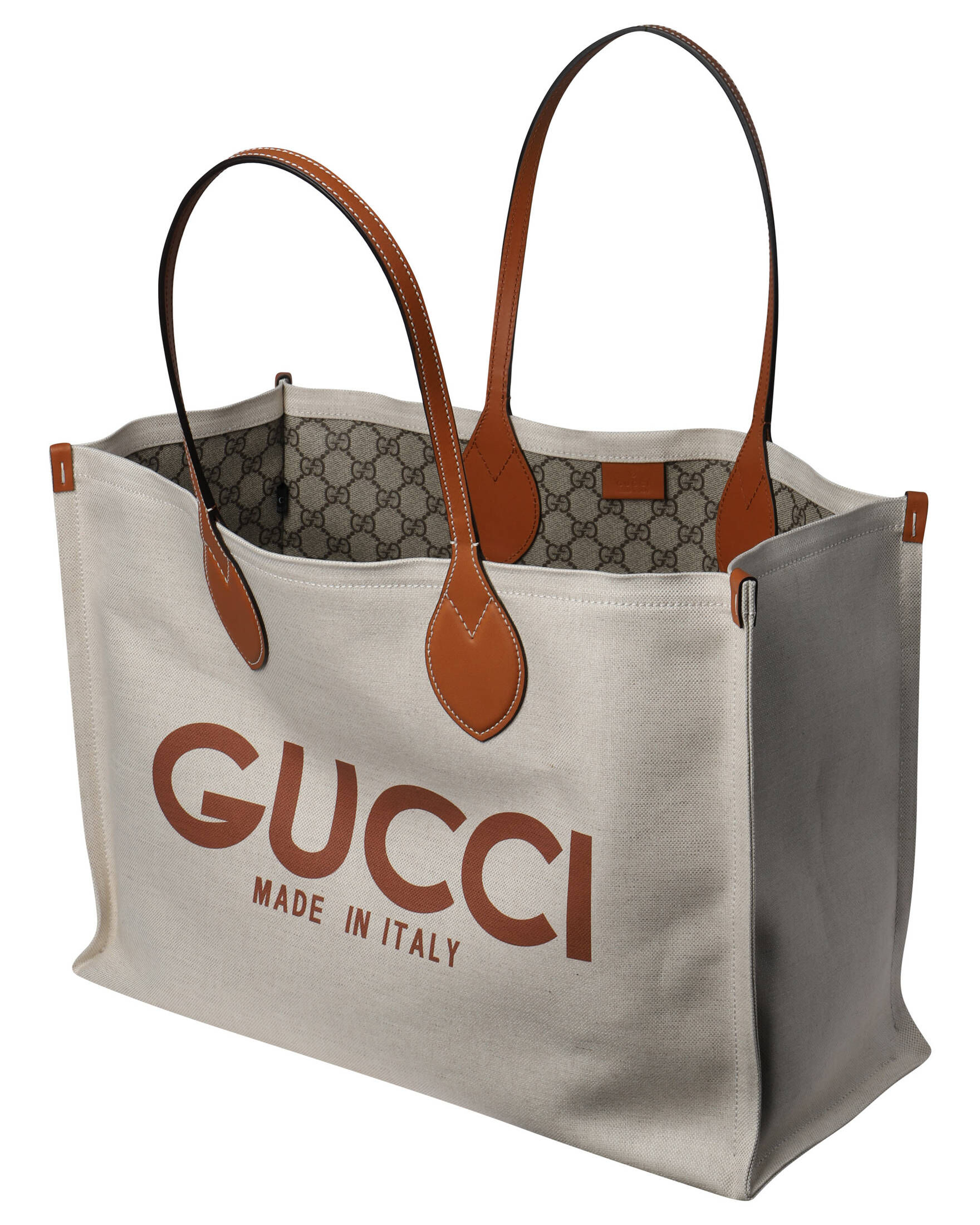 Gucci| Damen Shopper CANVAS TOTE BAG mit Leder-Details und Pouch