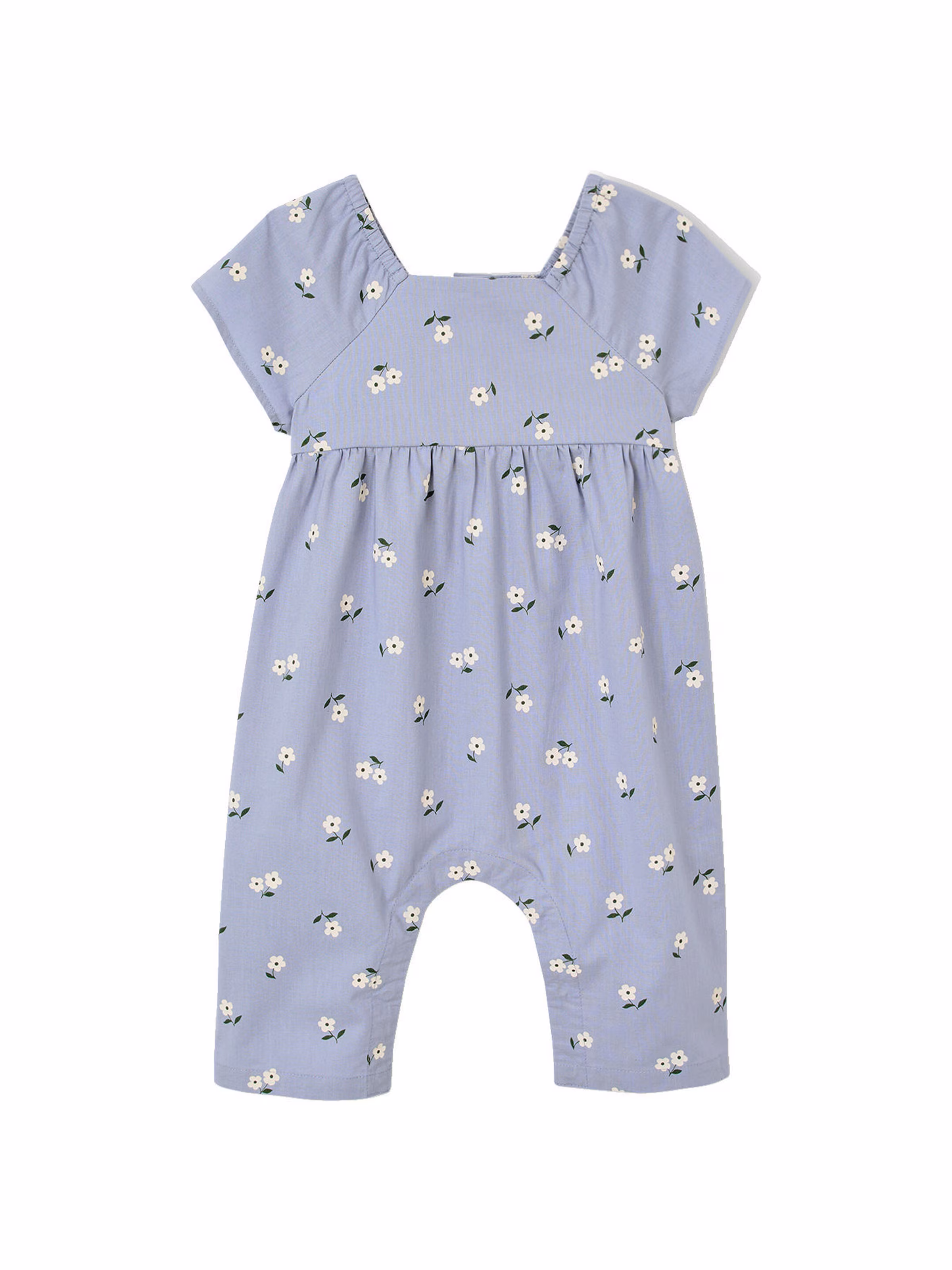 Vertbaudet Mädchen Baby Overall mit Schmetterlingsärmeln himmelblau