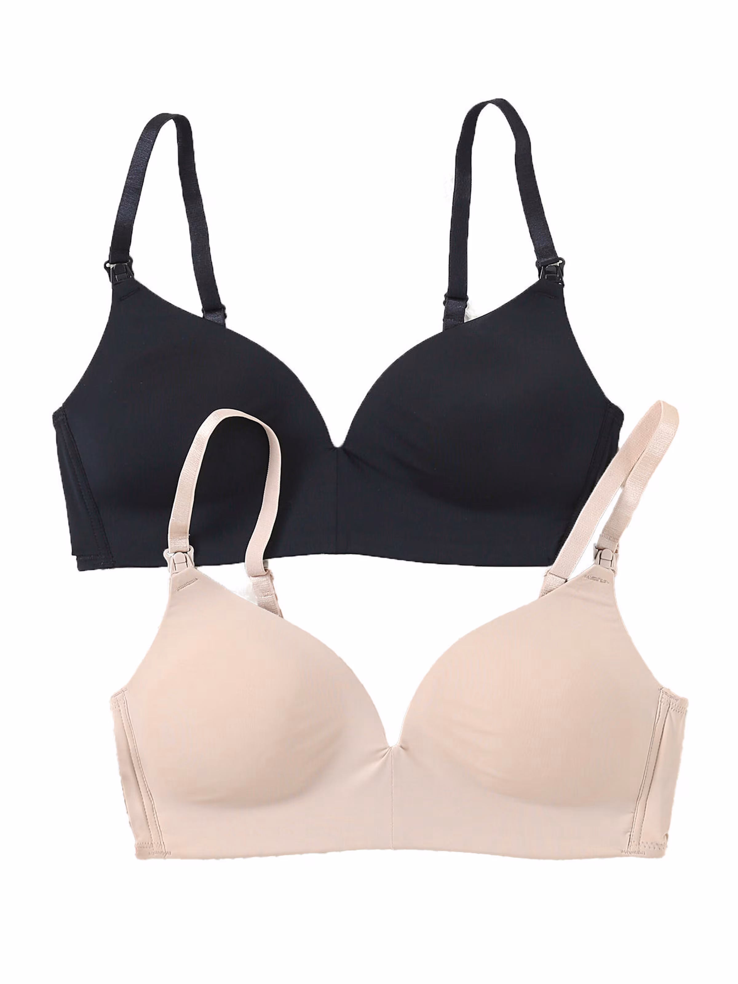 Vertbaudet 2er-Pack Still-BHs aus Mikrofaser hellbeige+schwarz