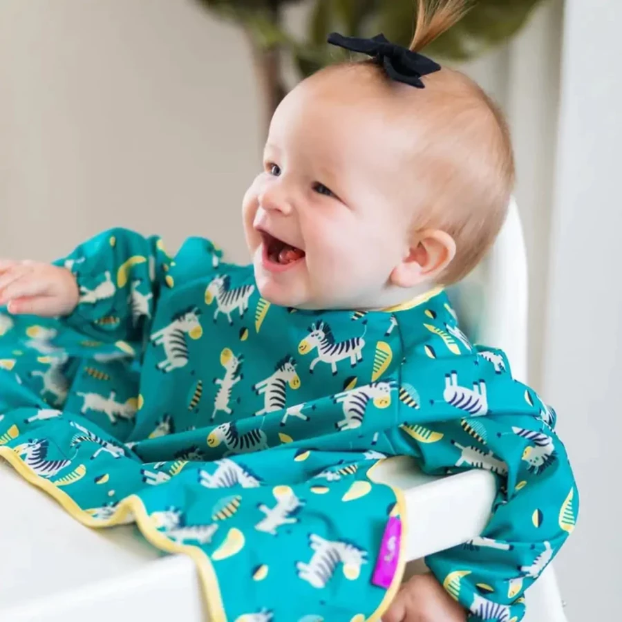 TidyTot Lätzchen Tidy Tot Cover & Catch Langarm Lätzchen Tanzende Zebras