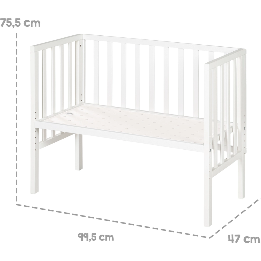 roba Beistellbett safe asleep® 2 in 1 weiß + Matratze
