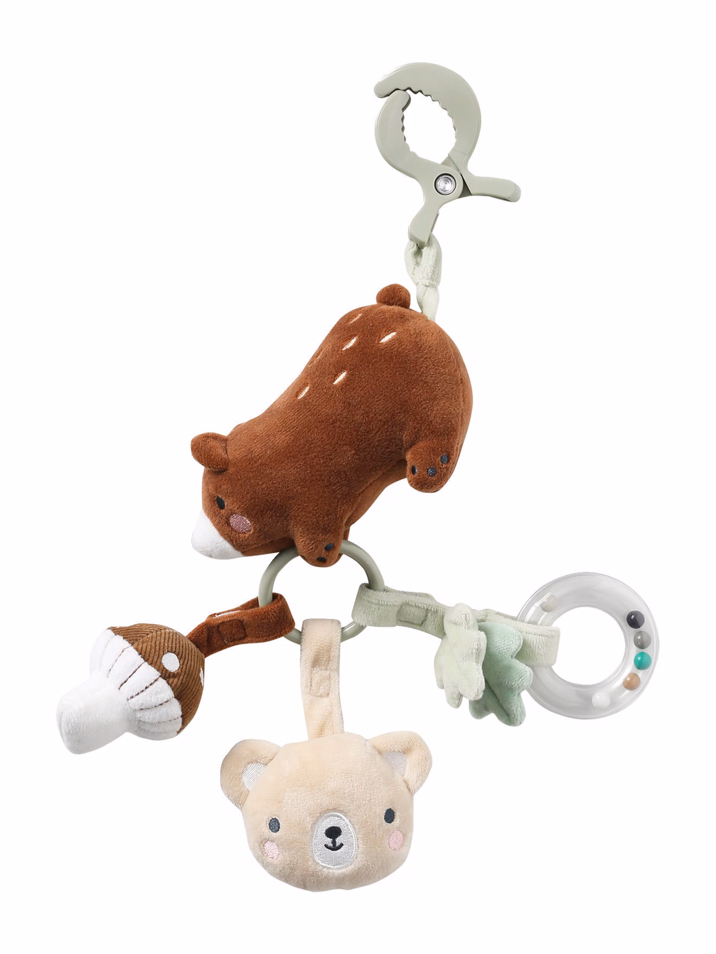 Vertbaudet Baby Greifspielzeug mit Clip GRÜNER WALD braun