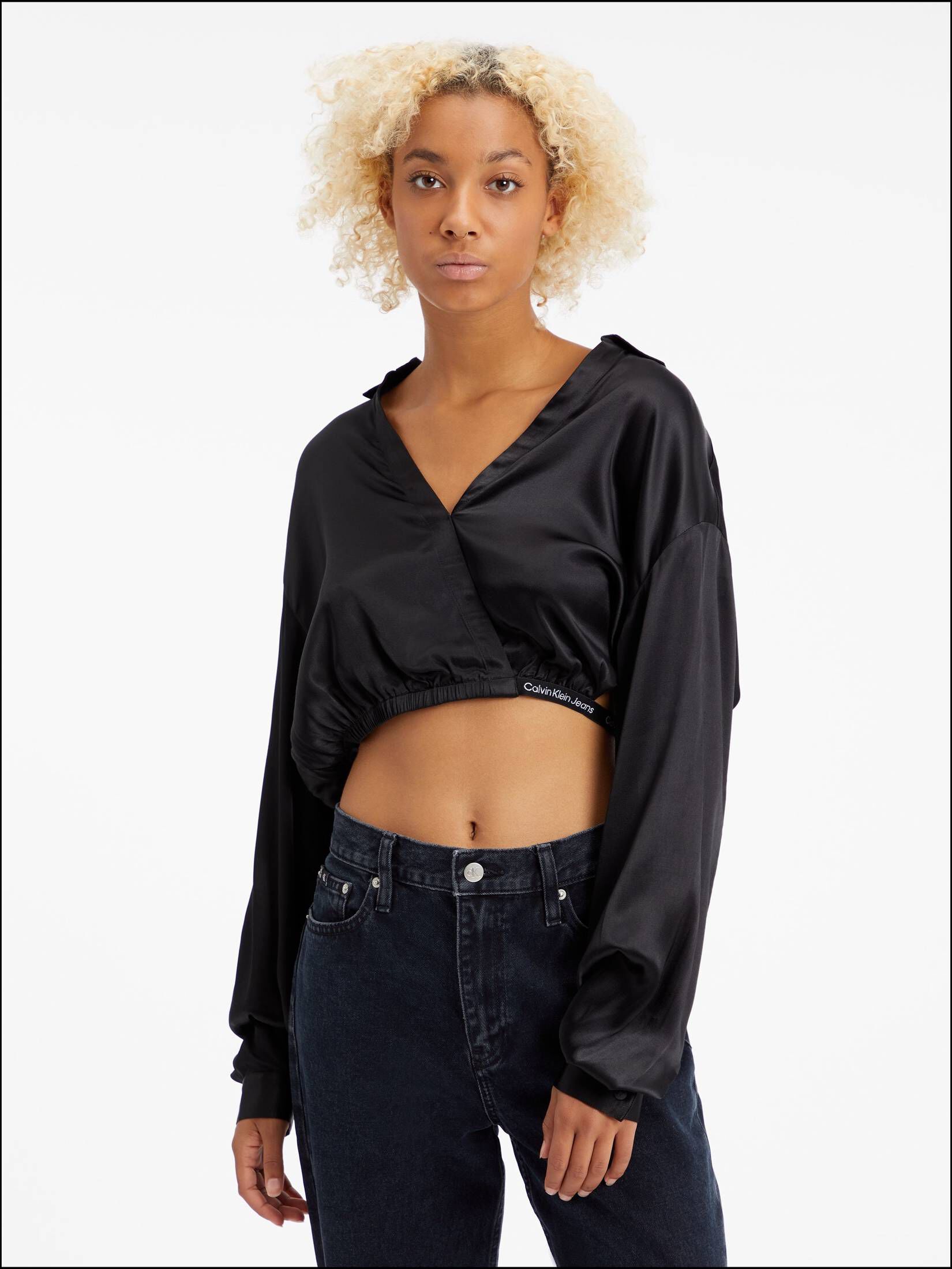 CALVIN KLEIN JEANS| Damen Blusenshirt SHINY Cropped Fit