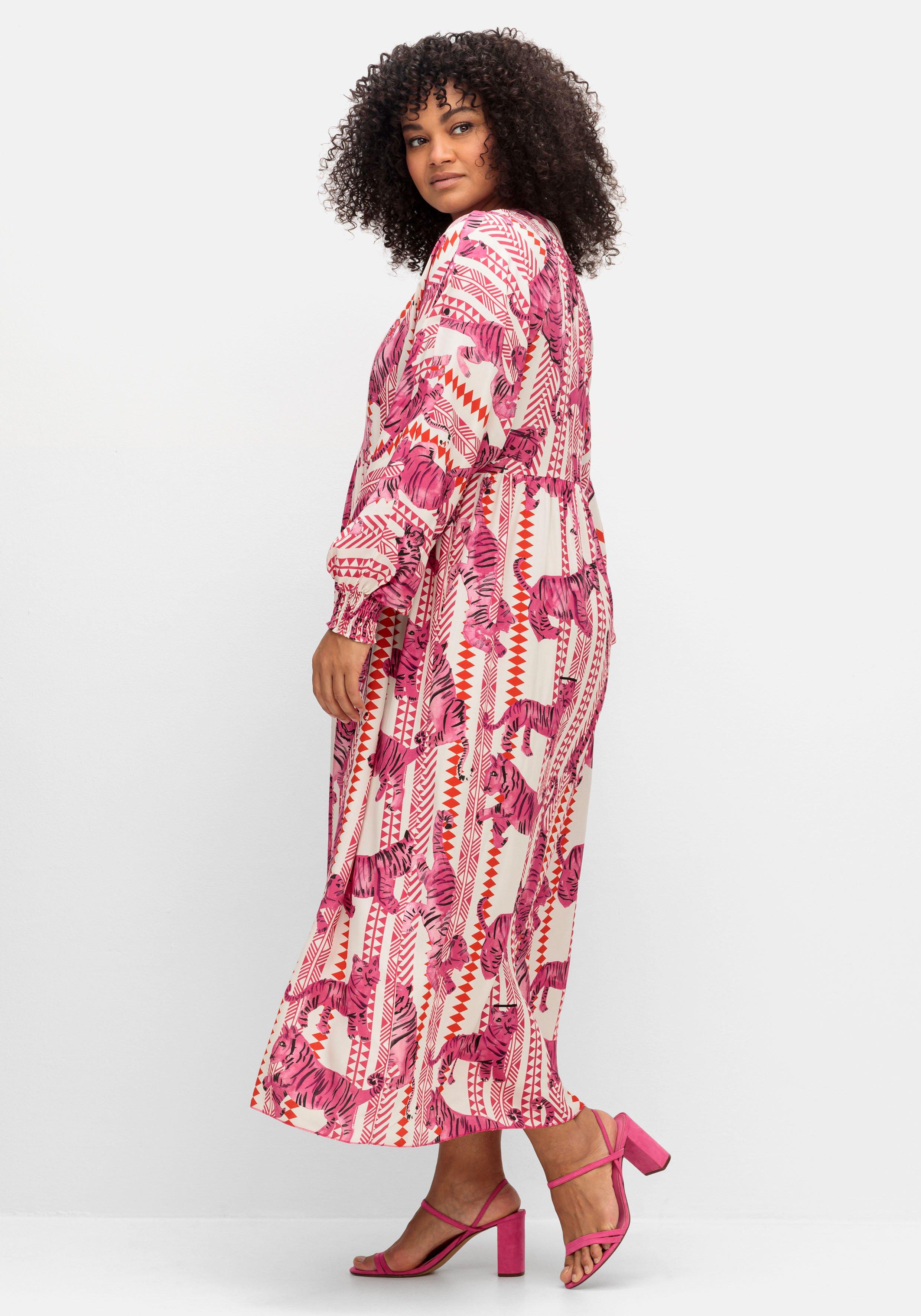 Maxikleid mit Alloverdruck, in Satin-Qualität