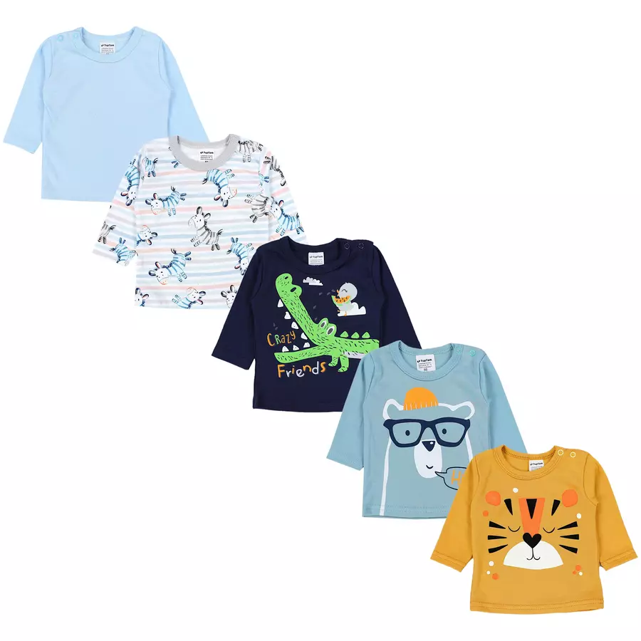 TupTam Baby Jungen Langarmshirt 5er Set blaugelb