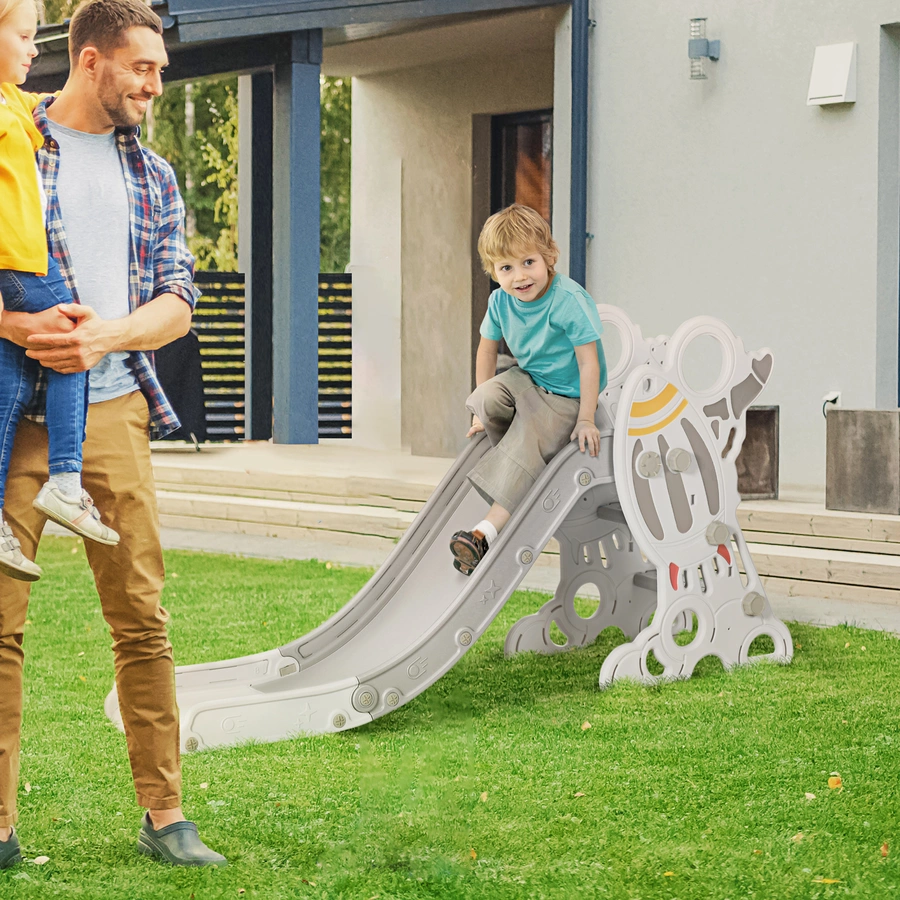 AIYAPLAY Kinderrutsche mit Aufkleber-Set grau