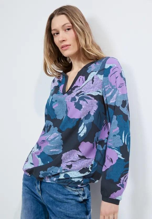 Florales Blusenshirt - universal blue