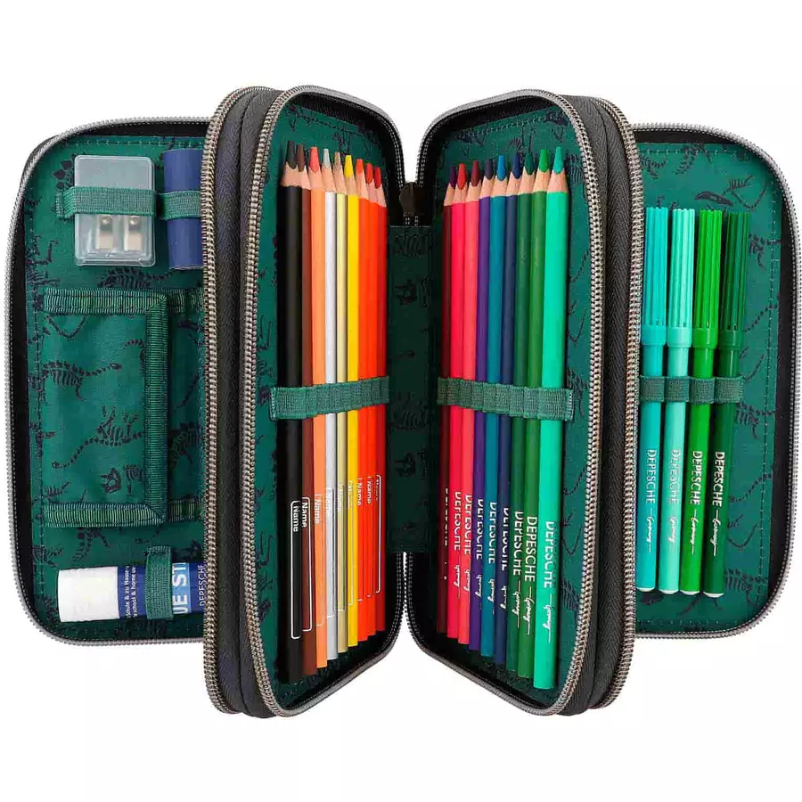 Depesche Federtasche LED grau Dino World 20 x 13 x 7 cm bunt