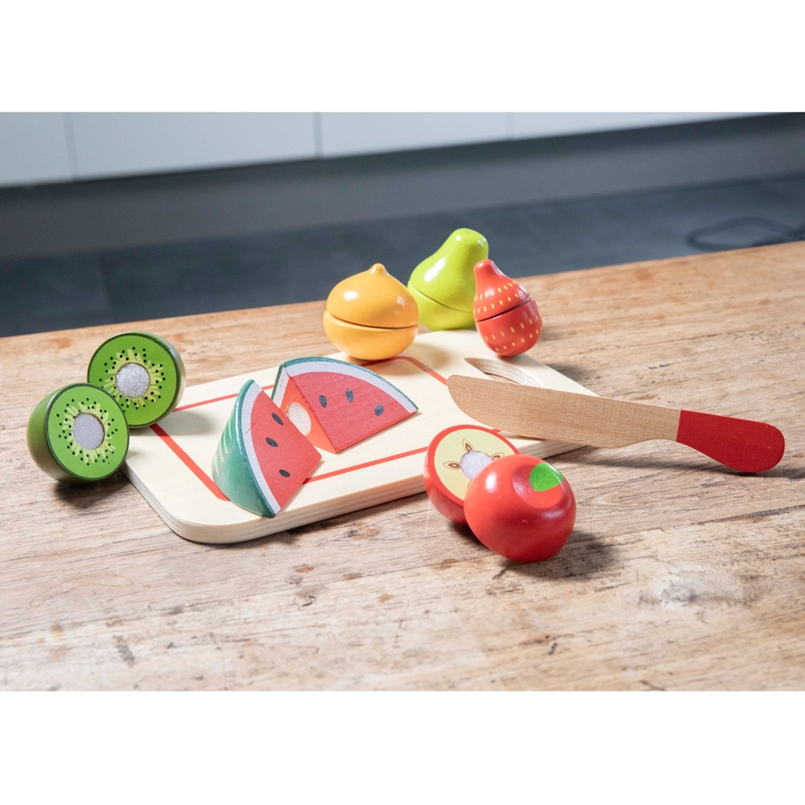 New Classic Toys Schneideset Früchte mit Brettchen 8 Teile bunt