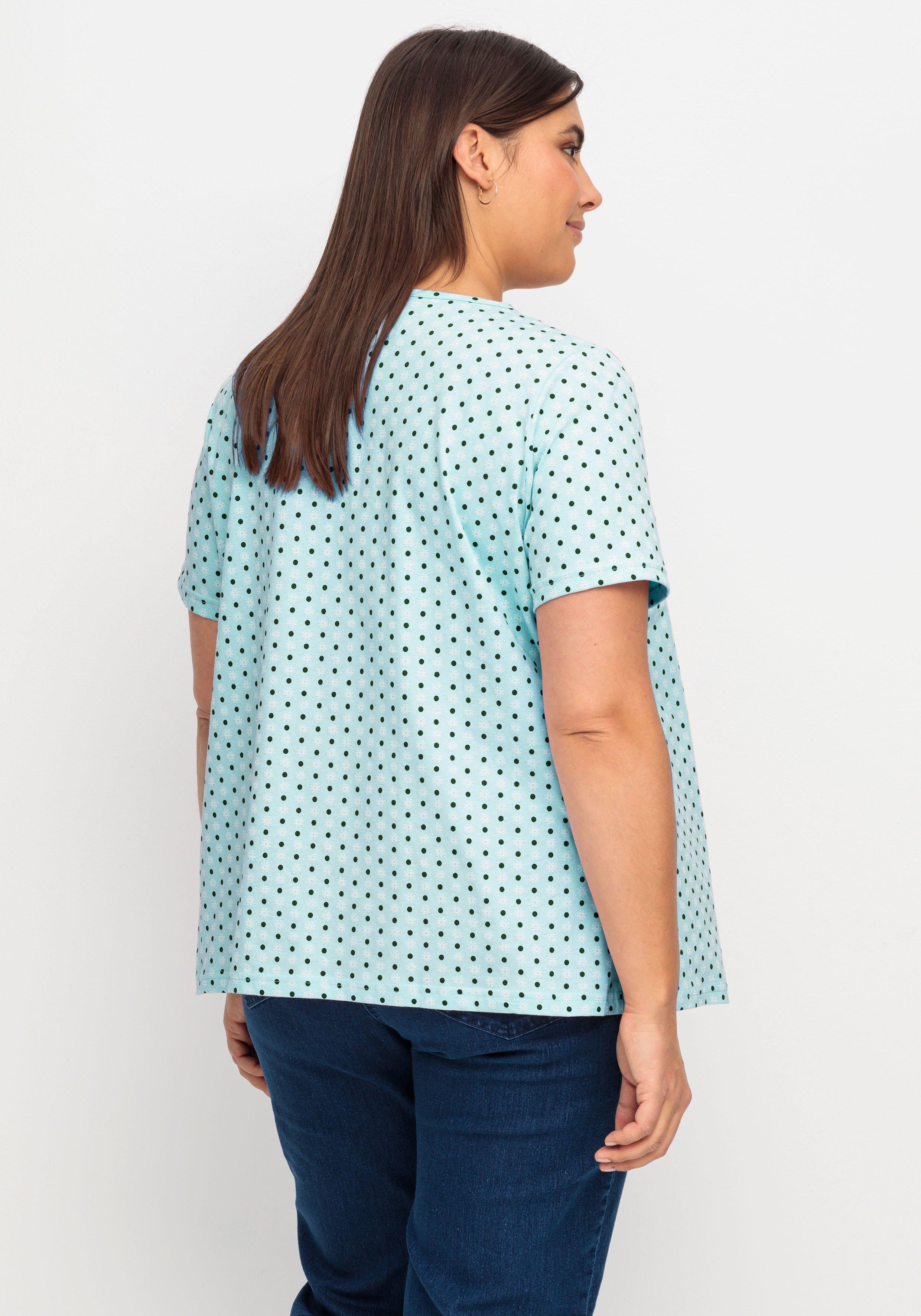 Shirt mit Falten am Ausschnitt und Minimalprint