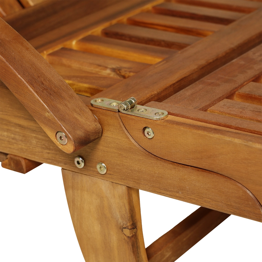 Outsunny Holz-Gartenliege verstellbar natur