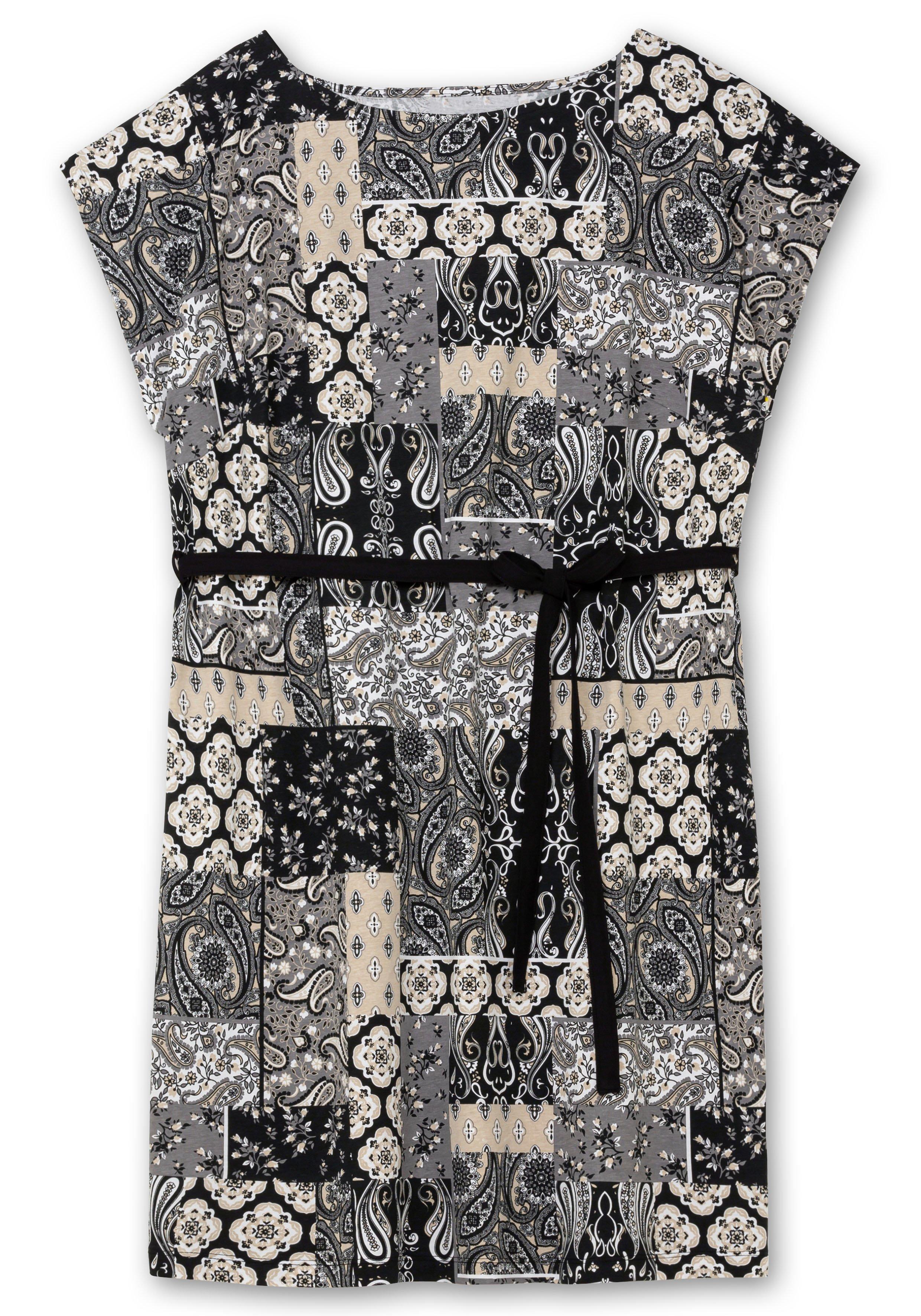Jerseykleid im Mustermix, mit Bindegürtel