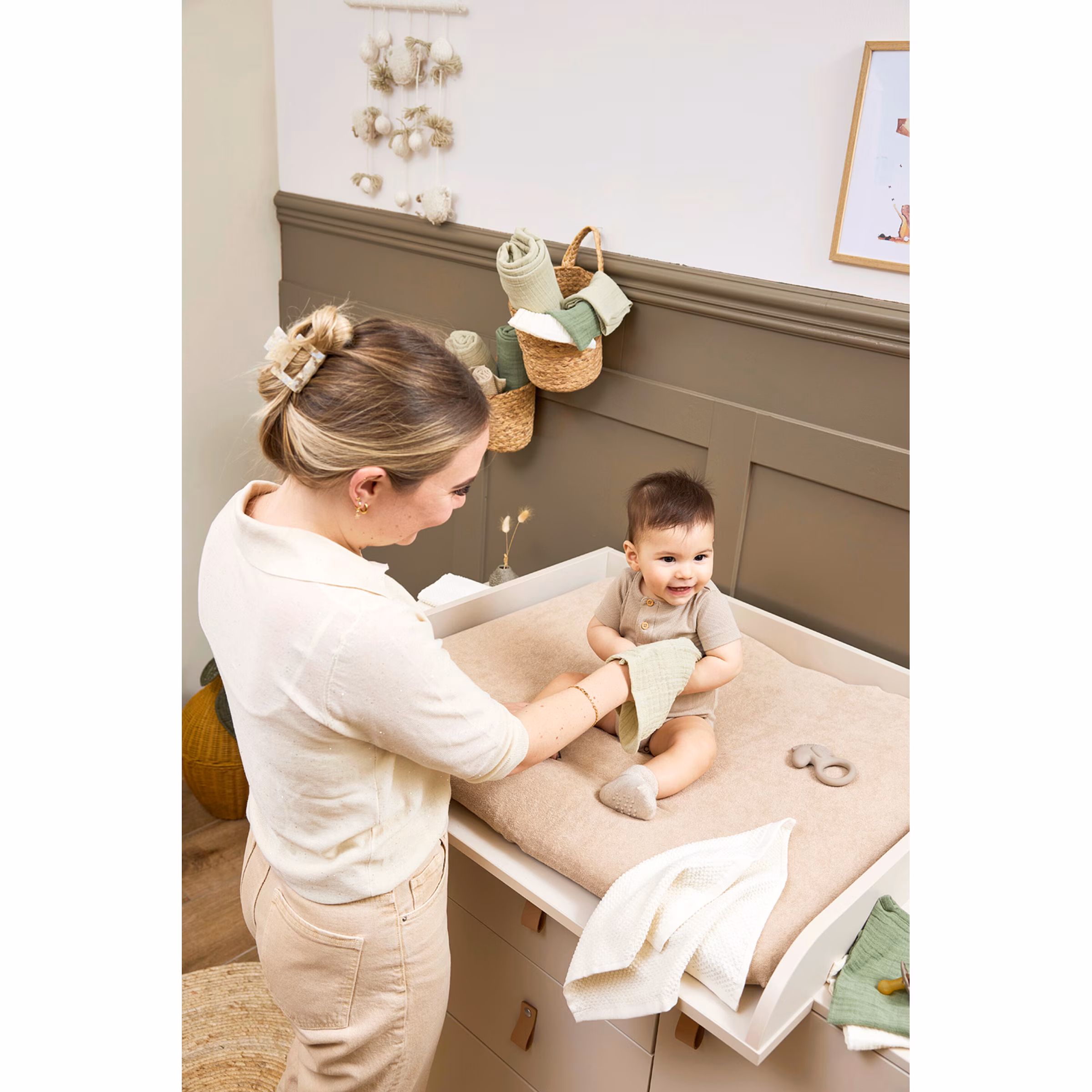 Meyco Baby Wickelauflagenbezug Frottee 85x75 cm Sand