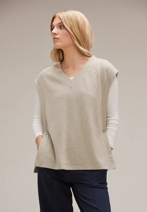 Weste mit V-Ausschnitt - bleached sand melange