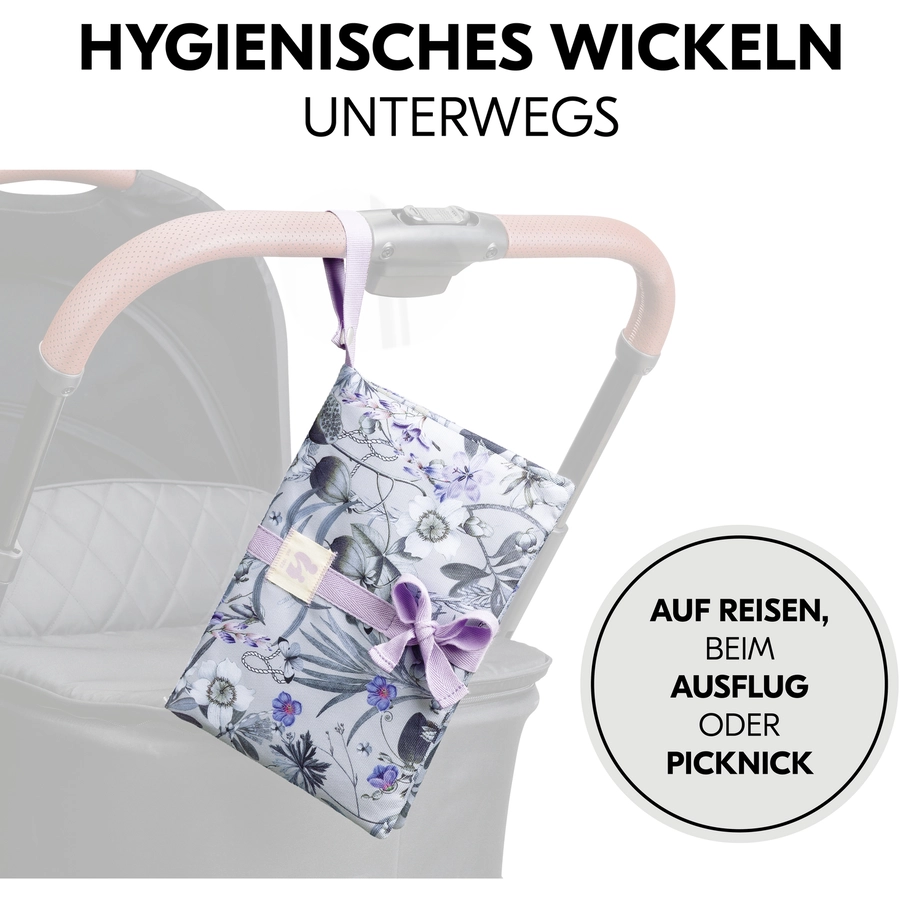 hauck Windeltasche mit Wickelauflage Change N Walk Flora Grey