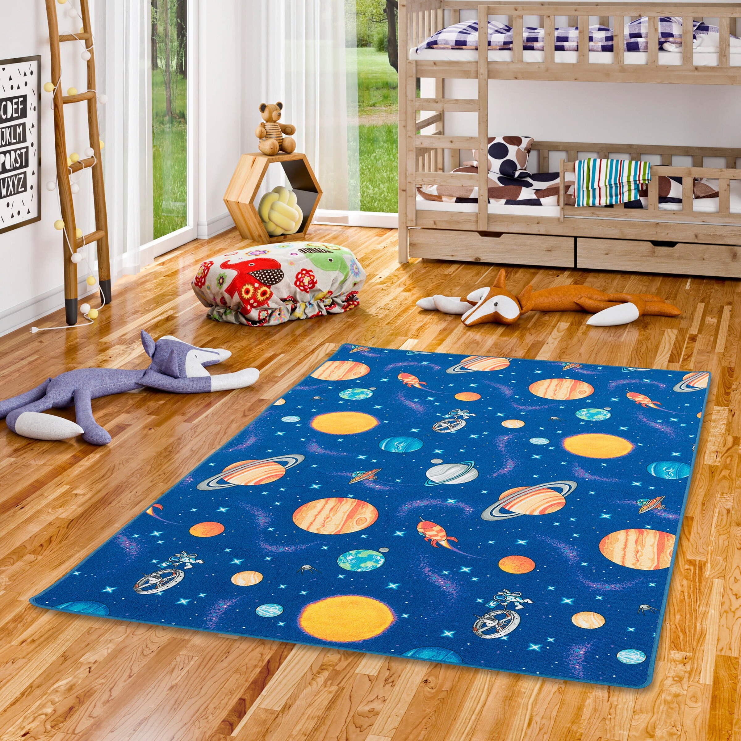 Snapstyle Kinder Spiel Teppich Weltall Blau