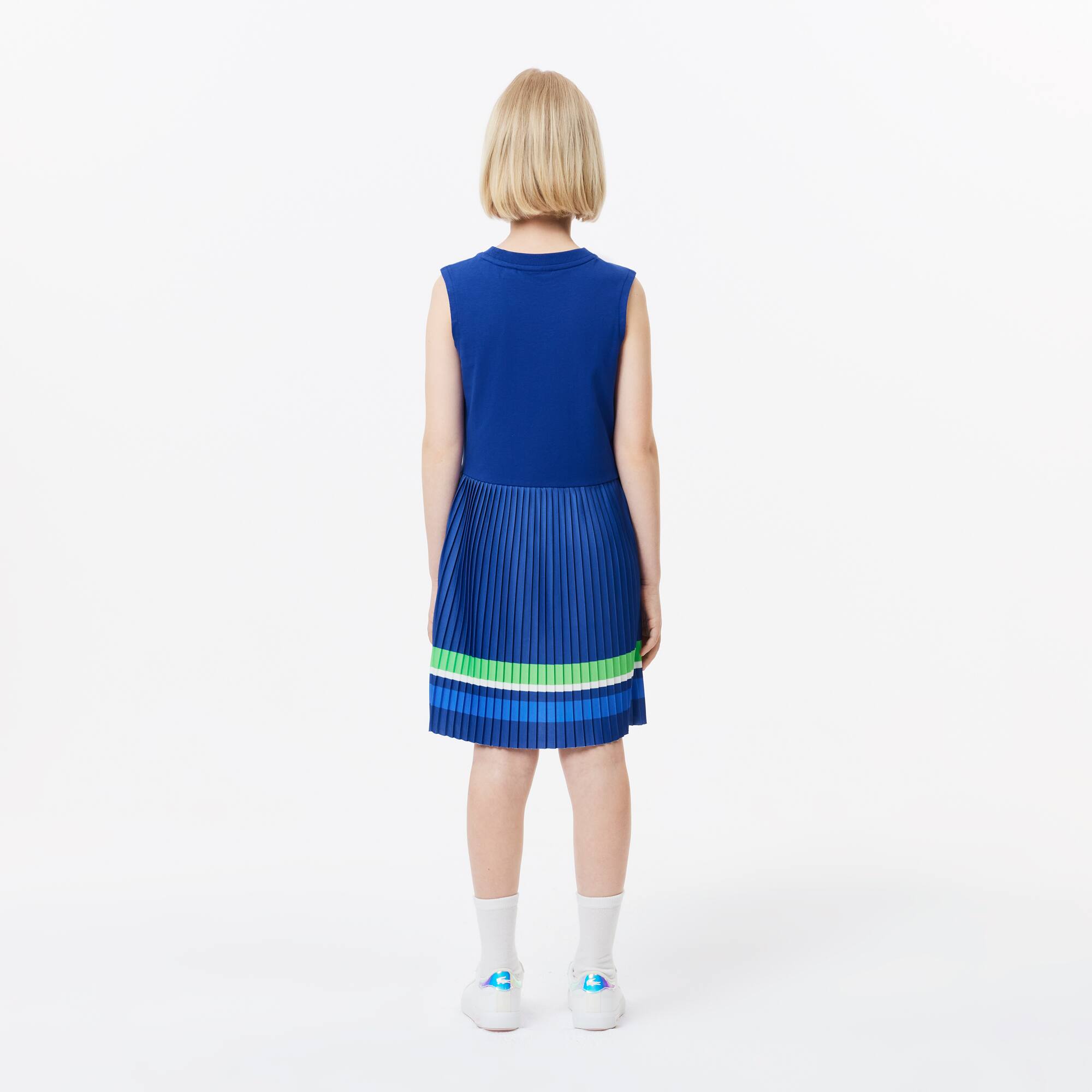 Ärmelloses Kleid mit Faltenrock Hosen & Kleider - Blau - Lacoste - Mädchen