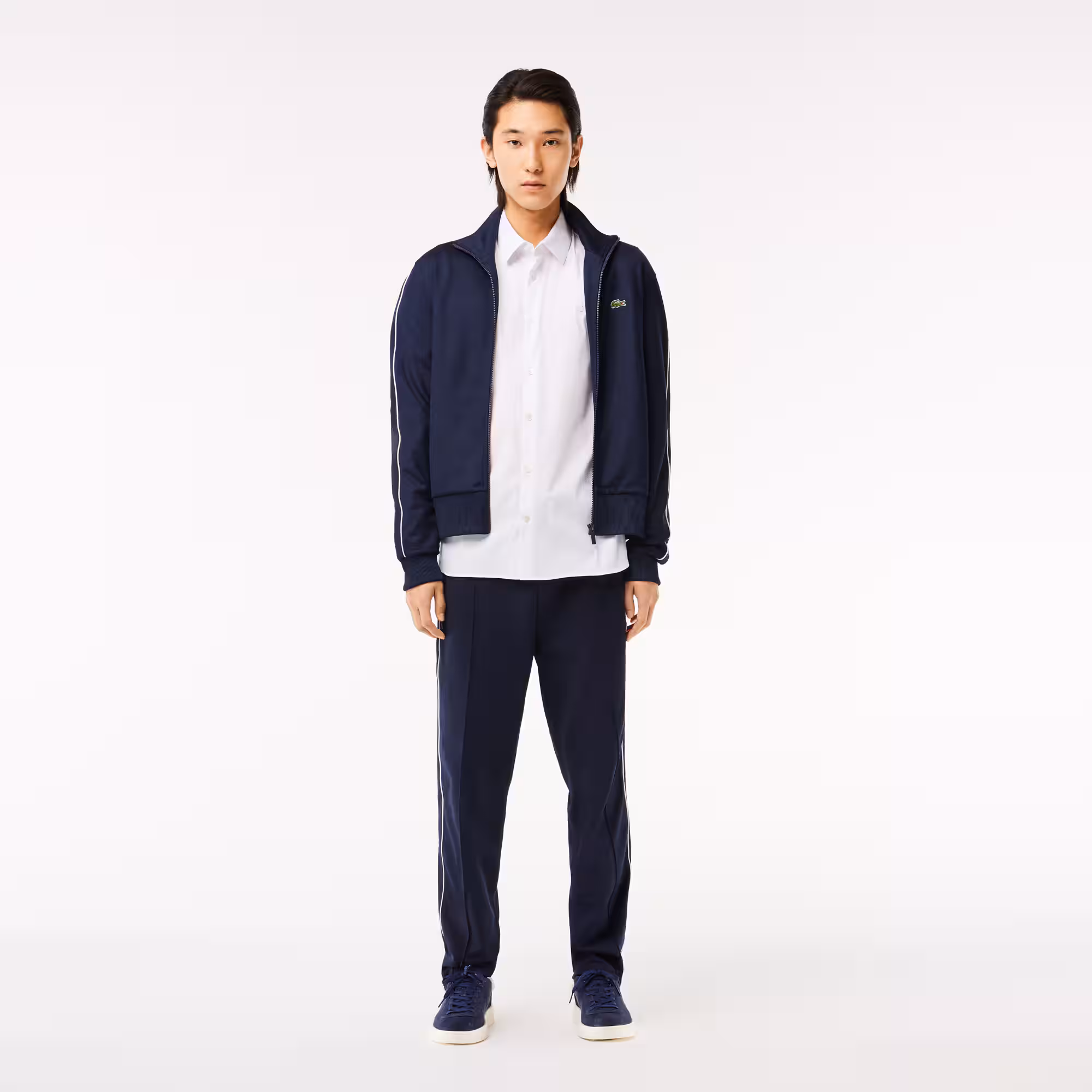 Herren LACOSTE Hemd aus Baumwoll-Popeline mit French-Kragen Lange Armel - Weiss - Lacoste - Herren