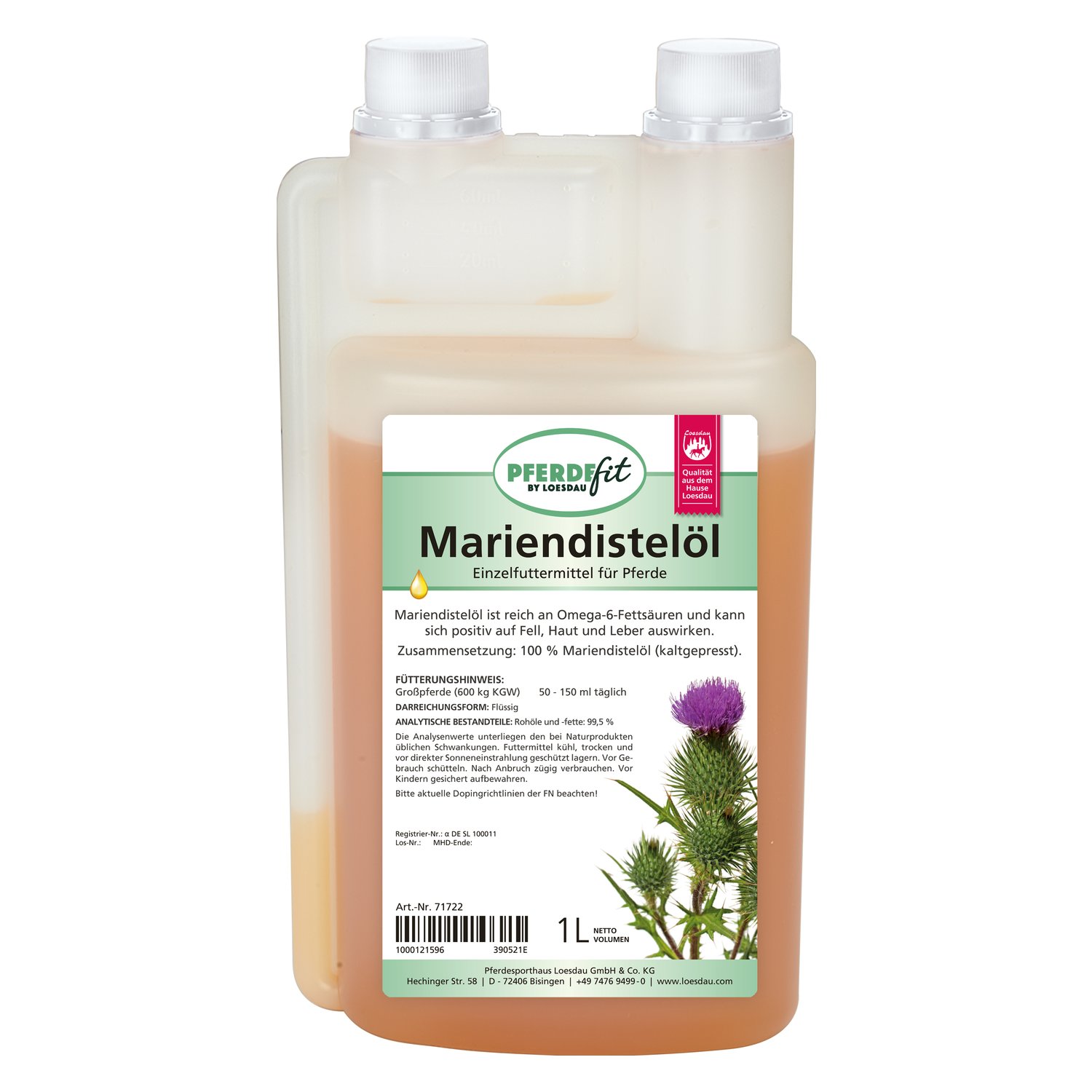 PFERDEfit by Loesdau Mariendistelöl  - 1 Liter
