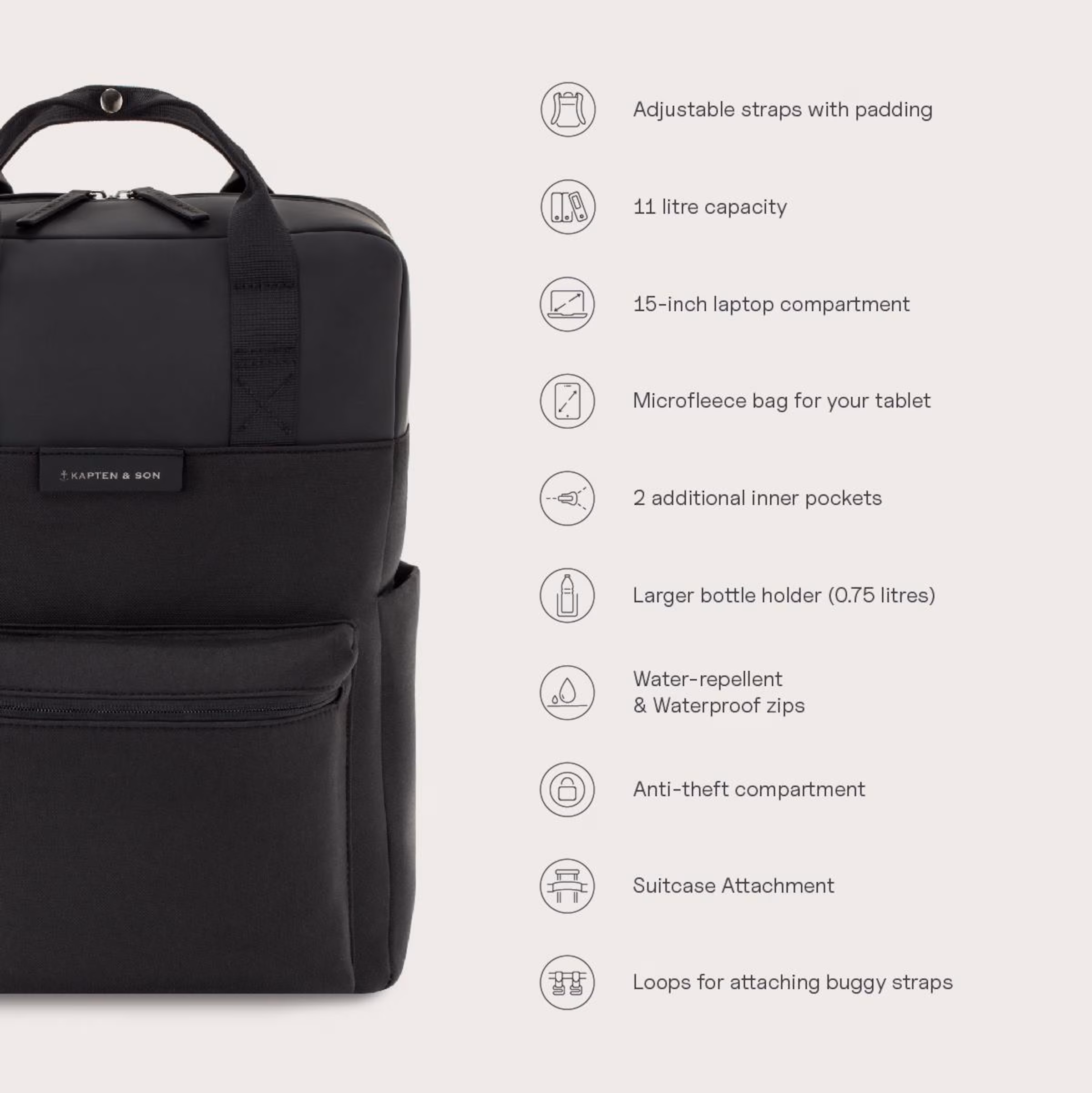 Bergen Pro Diaper Backpack All Black 