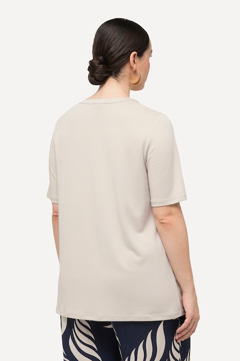 T-Shirt, Tunika-Ausschnitt, Halbarm, Modalmix