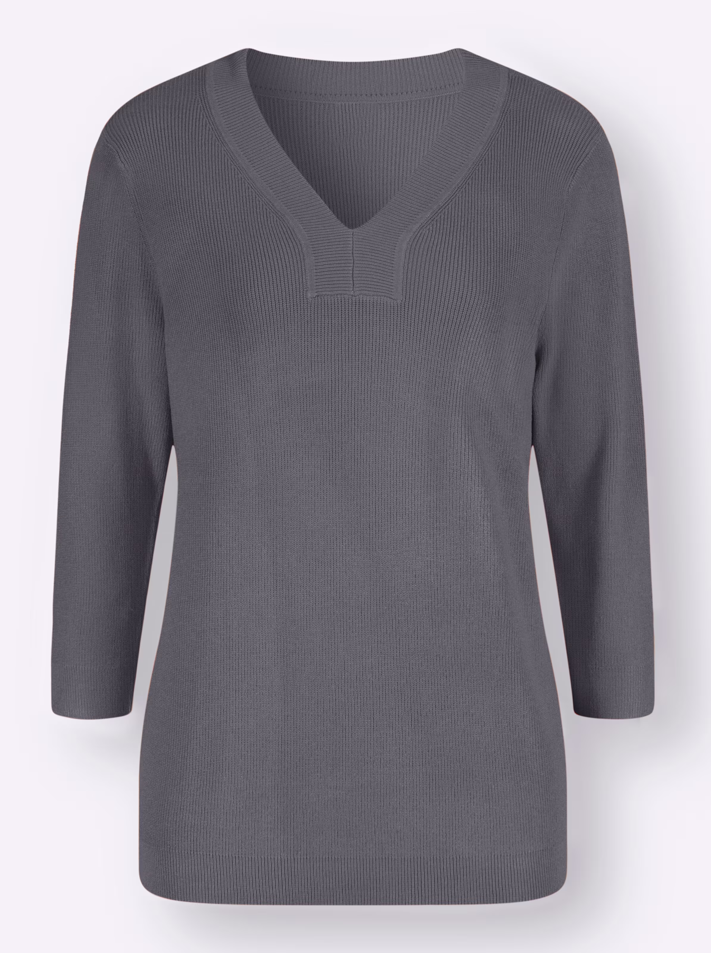 V-Ausschnitt-Pullover in anthrazit