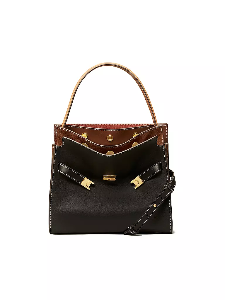 TORY BURCH Ledertasche - Double Bag Small  schwarz