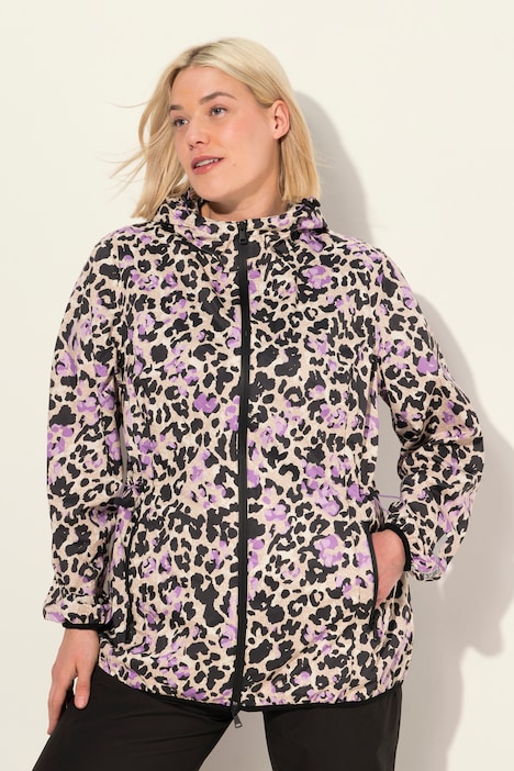 Regenjacke, light-weight, Leomuster, wasserdicht, 2-Wege-Zipper