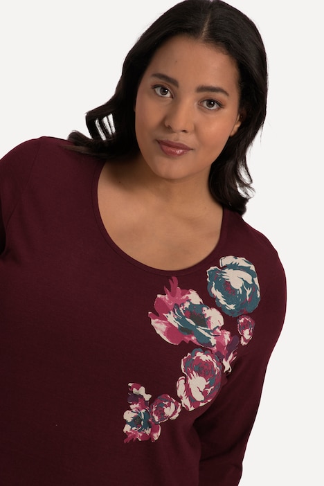 Jerseykleid, A-Line, Blütendruck, Taschen, Rundhalsausschnitt, 3/4-Arm