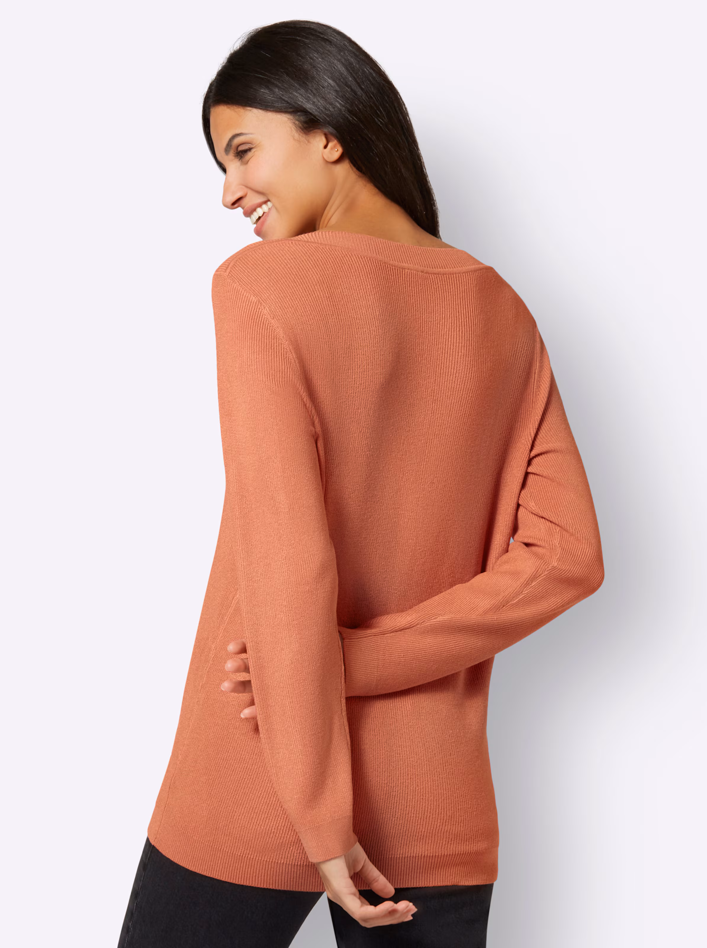 Langarm-Pullover in papaya