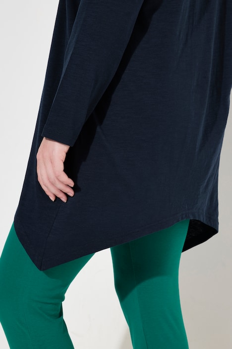 Longshirt, Blätter, V-Ausschnitt, Langarm, Biobaumwolle