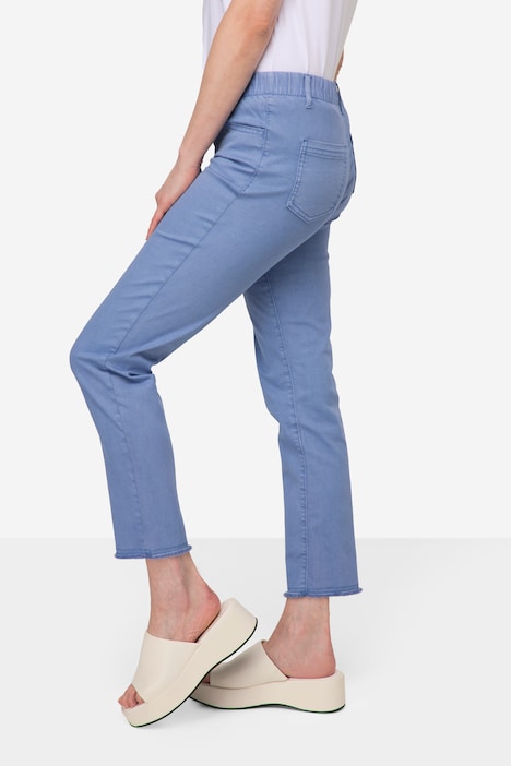 7/8-Slimhose, schmale Passform, 4-Pocket, Fransensaum, mit recyceltem Polyester